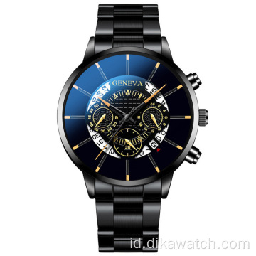 2021 Geneva Fashion Mens Watches Top Brand Luxury Quartz Wrist Watch Pria Tanggal Kasual Baja Emas Relogio Masculino montre homme